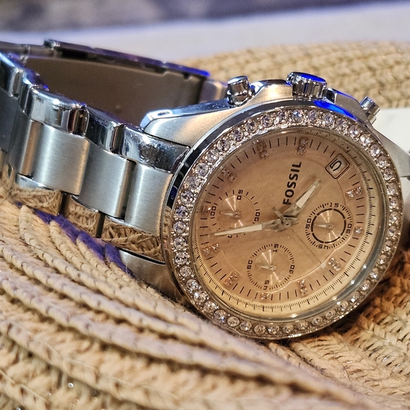 NWT FOSSIL Decker Chronograph Watch ES339 New Battery SS 8 inch - Picture 3 of 9